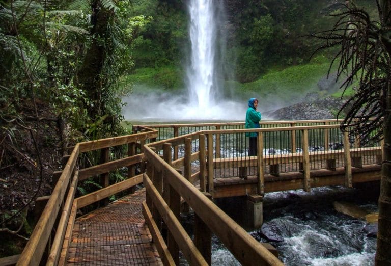 Me, braving the mist from the Bridal Veil Falls