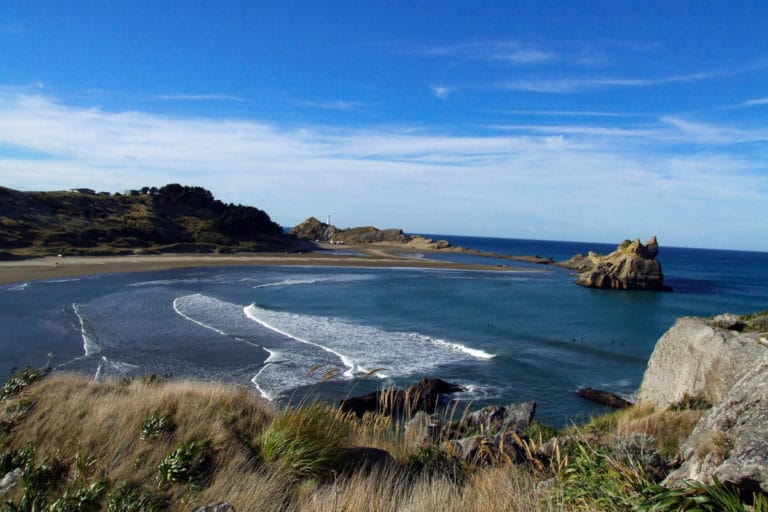 Looking back to the castle Point lighthouse