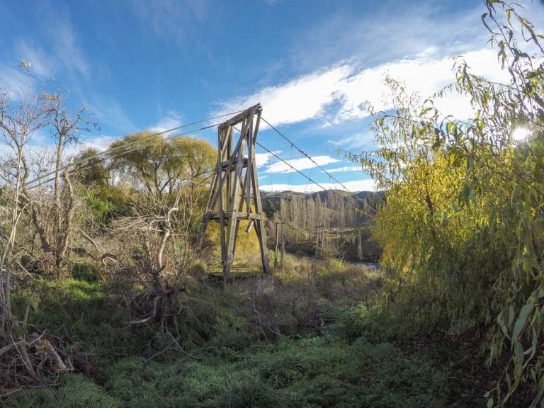 Remains of the old Swing Bridge on the Clutha Gold Trail