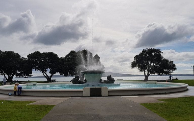 The fountain in Selwyn Domain at Mission Bay in Auckland