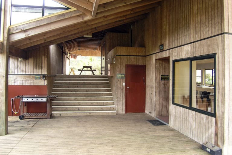 The Pinnacles Hut deck on the other side