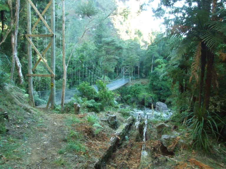 One of two massive swing bridges