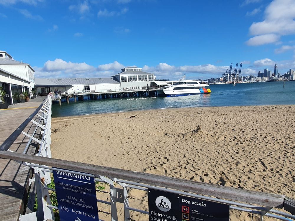Arriving by ferry for the Devonport to Takapuna Green Route Walk by Freewalks nz