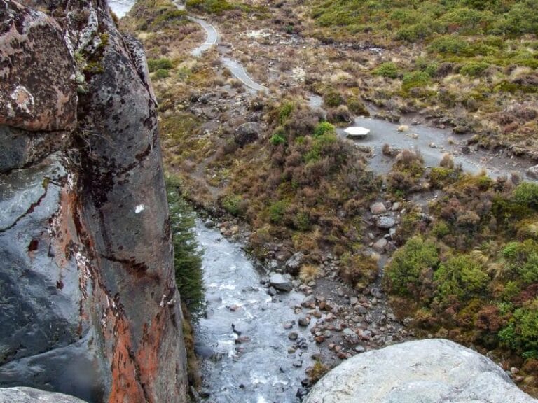 Close up view looking down at the rest area