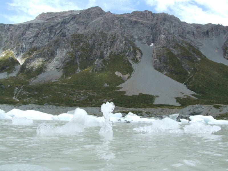 Stunning floating icebergs in Hooker Lake