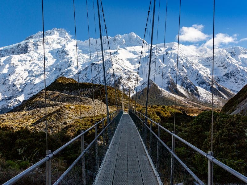 The second swing bridge with great views on the Hooker Valley Track