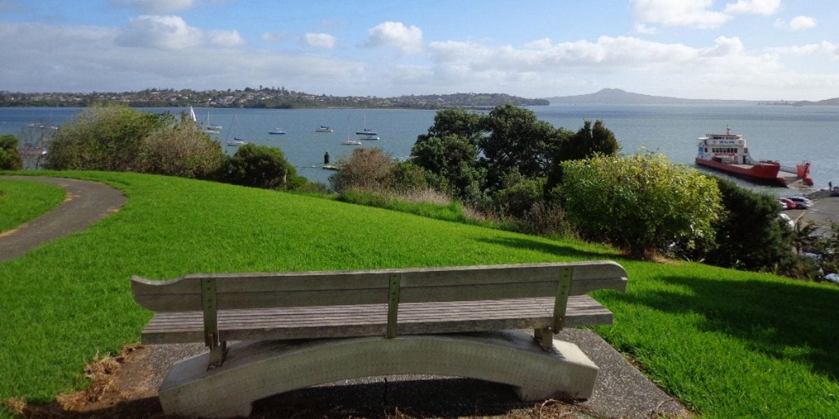 Views from the bench seat at Half Moon Bay in East Auckland