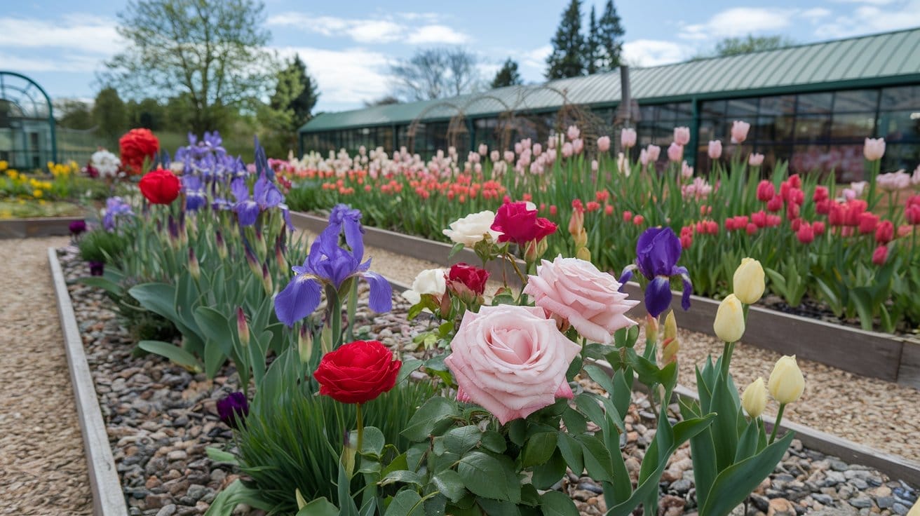 Flowers in the Hamilton Gardens in spring