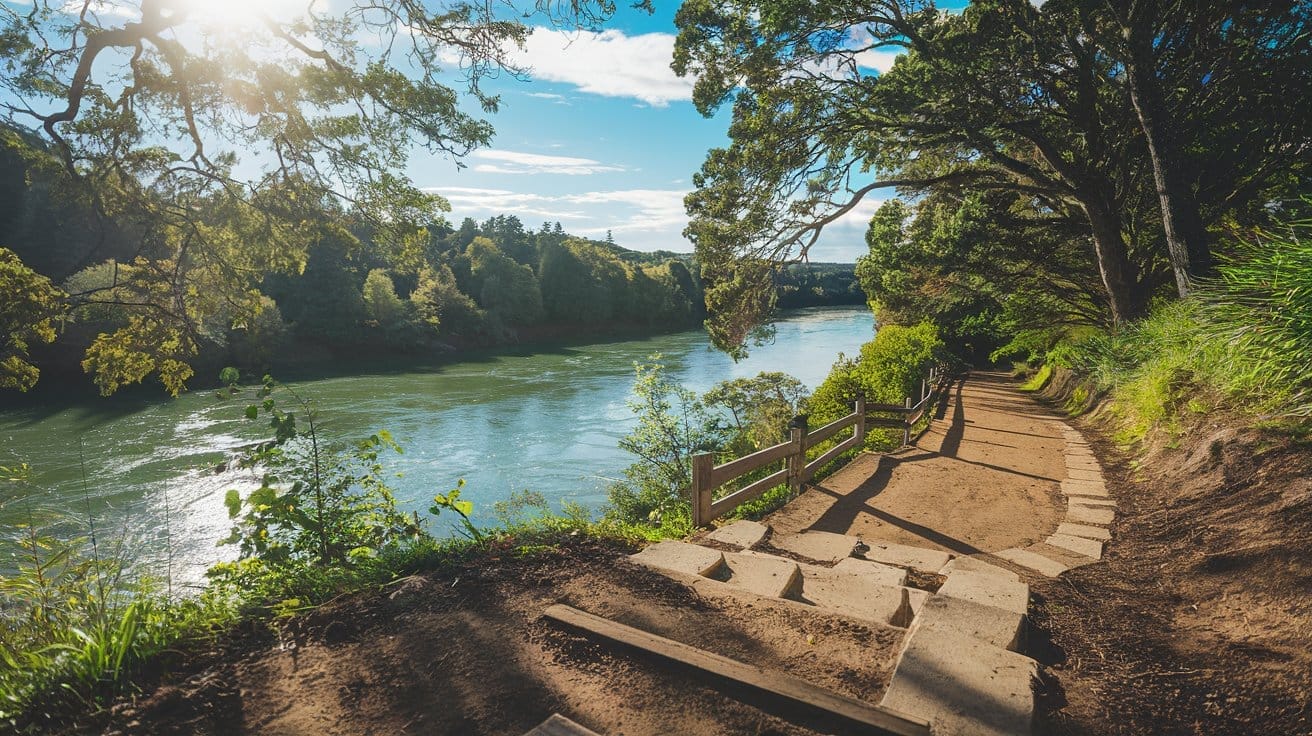 Walking track next to the Waikato River